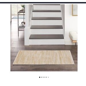 Tan Door Mat with Geometric Accents